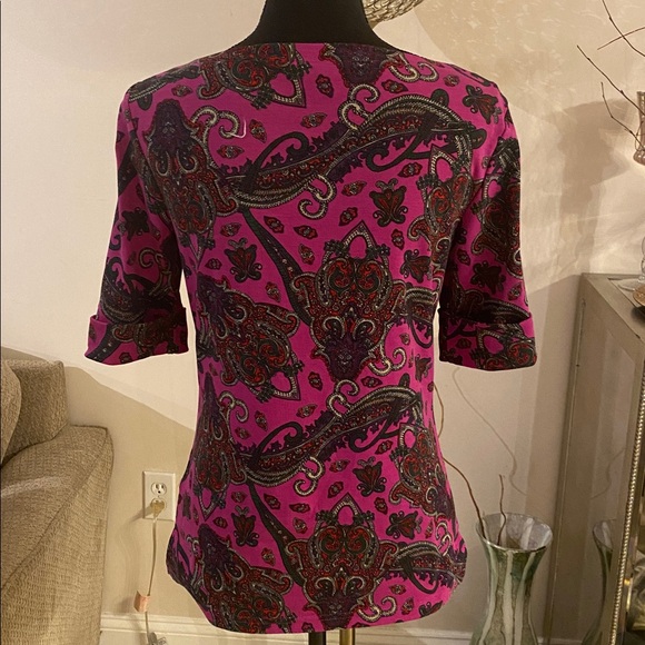 Ralph Lauren black label Pink Paisley Short Sleeve Top size medium - Picture 5 of 5